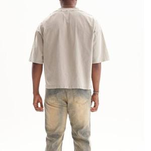 Camiseta de algodón 100% para hombre, talla grande, estilo desgastado, holgada, estampada, de color sólido, transpirable, con el mejor diseño, oversize. - Product Image 4
