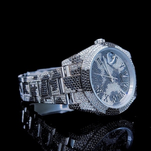 Reloj Mecánico con Incrustaciones de Moissanita, Esfera Redonda de Acero Inoxidable, Analógico, Regalo de Cumpleaños para Hombre - Product Image 1