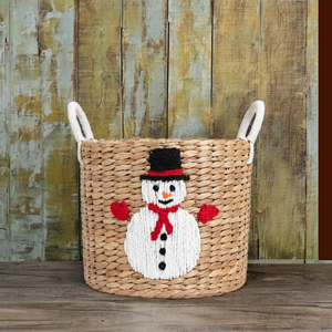 Cesta decorativa tejida, cesta de regalo navideña, cesta de regalo para las fiestas, cesta de almacenamiento de jacinto de agua para la temporada navideña - Product Image 6