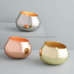 Contenedores de velas de calidad exclusivos de gran stock en línea en juego de portavelas de tarro de cera decorativo de dos tonos a precio barato - Product Image 4