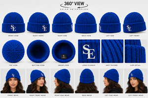 Gorro de Punto de Doble Capa, Color Azul Rey, con Borde Plegado, Cálido para Invierno, Logotipo Bordado Personalizado, 100% Algodón, Unisex, Uso Diario - Product Image 4