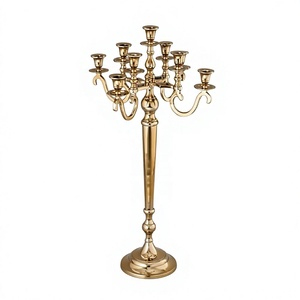 Candélabre en laiton doré à 9 bras pour bougies, décoration de table pour mariage, fête et maison, nouveau design, tendance, best-seller - Product Image 1