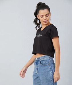 Camiseta corta de algodón para mujer con hombros caídos, corte holgado y oversize, manga corta, cuello redondo, estilo casual streetwear - Product Image 2