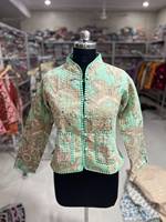 Veste matelassée pour femme, col mandarin, manches longues, imprimé floral, coton, vêtement d'automne, fermeture boutonnée, épaisseur standard, cadeau