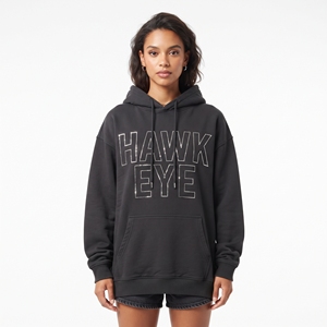 Sweat-shirt à capuche oversize noir pour femme, avec détails en strass personnalisés, en coton doux, coupe ample et décontractée - Product Image 5