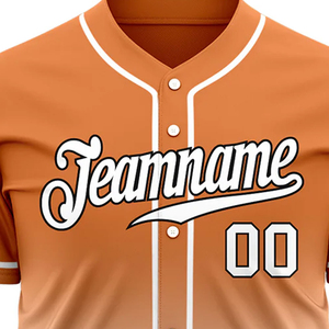 Camiseta de Béisbol Sublimada Personalizada para Hombre, Degradado Naranja, Nombre del Equipo 00, Manga Corta, Transpirable, Poliéster, Ropa Deportiva - Product Image 6
