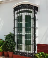 Grille de sécurité décorative en fer forgé pour fenêtre, barrière extérieure en métal, cadre de protection de fenêtre au design minimaliste, protection fixe pour villa