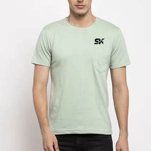 T-shirts unis à poche sur mesure les plus populaires, nouveau style, col rond - Product Image 1