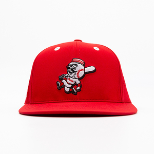 <b>Red</b> 6-Panel Baseball Cap With Embroidered Baseball Character Logo Front Panel Unisex Casual Fit - Product Image 1