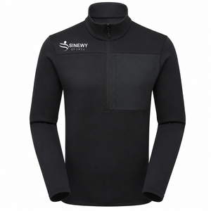 SINEWY SPORTS Sudadera de Forro Polar Negra para Hombre con Cierre de Cremallera, Cuello con Capucha, Bolsillo Frontal, para Otoño, 100% Algodón, Impermeable - Product Image 1