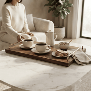 Bandeja de Servir de Madera Hecha a Mano con Asas, Bandeja para Desayuno, Café y Té, Organizador Rústico para Mesa de Comedor, Regalo Decorativo al por Mayor - Product Image 4