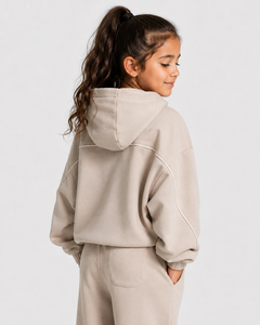 Ensemble de survêtement personnalisé OEM pour filles, survêtement en molleton surdimensionné pour enfants, ensemble sweat à capuche et pantalon de jogging pour filles, survêtements décontractés pour enfants - Product Image 6