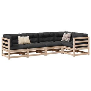 Conjunto de Sofás de Patio de Madera de Pino Sólido Color Antracita con Tela Oxford y Algodón PP - Product Image 1