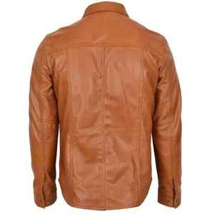 Camisas de Hombre de Cuero Marrón Auténtico, Estilo Elegante, Personalizadas OEM, Transpirables, Antiarrugas, Ecológicas, de Alta Calidad, Ligeras y Satinadas - Product Image 4