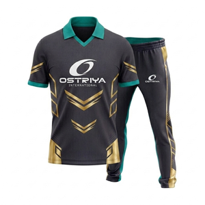 ชุดเสื้อคริกเก็ตครึ่งตัวและกางเกงสำหรับผู้ชาย Ostriya Intl แบบสั่งทำพิเศษ พิมพ์ลายด้วยความร้อนด้านหน้า สำหรับผู้ใหญ่ทุกขนาด ไซส์ใหญ่พิเศษ 100% - Product Image 4