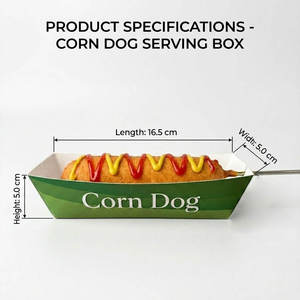 Custom Printed Disposable UV Printed Biodegradable Eco-Friendly Ivory Paper Boat Shaped Hot Dog Food Packaging Waffle Stick Tray - Product Image 2