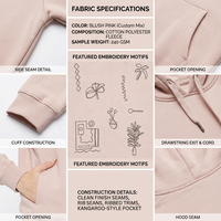 Sweat à capuche en molleton de coton et polyester pour femme, 240 GSM, broderie artistique, cordon de serrage, personnalisation de la marque