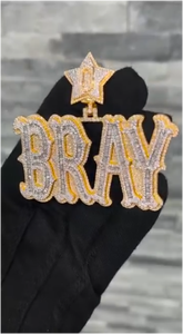 Colgante Personalizado con Nombre en Moissanita VVS, Chapado en Oro sobre Plata 925, Joyería Hip Hop - Product Image 3