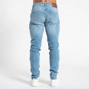 Wholesale New Fashion Elastic Breathable Light Washed Solid Casual Mid Waist Woven Straight-leg Men Denim <b>Jeans</b> for All Seasons - Product Image 3