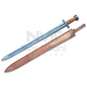 DAMASCO HECHO A MANO ENVOLVENTE MANGO DE CUERO ESPADA VIKINGA - Product Image 1