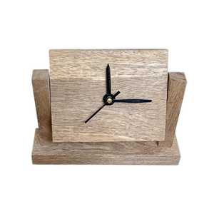 Minimalist Wooden Rectangular Desk <b>Clock</b> Light Grain Black Hands Golden Pivot Modern Tabletop Timepiece Stylish Office Home - Product Image 4