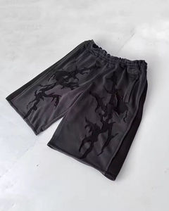 Pantalones Cortos Negros Tejidos Personalizados para Hombre, Estampado Digital con Patrón de Rayos, Cintura Media con Cordón Ajustable - Product Image 4