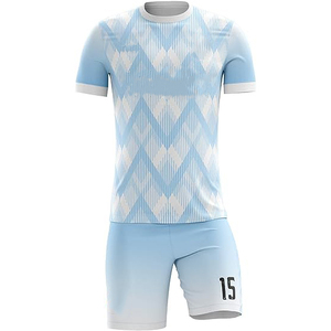 Ensemble de tenue de football à manches courtes 100% polyester, imprimé uni, personnalisable, unisexe, adulte, respirant, séchage rapide - Product Image 5