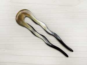 Vintage French Women's Eco-Friendly Folk Art Accessories Set 2 Tortoise-Shell Polished Buffalo Ox Horn <b>Pins</b> Combs for Art - Product Image 2