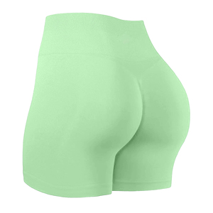 High Waisted Seamless Yoga <b>Shorts</b> Women Solid Green <b>Stretch</b> Knit Activewear Workout <b>Shorts</b> Elastic Waist Sport <b>Shorts</b> - Product Image 2