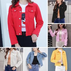 เสื้อแจ็คเก็ตเดนิมบางสีพื้น ลด 5% ไซส์ S-3XL สำหรับผู้หญิง สไตล์เกาหลี สีลูกกวาด แขนยาว เหมาะสำหรับฤดูใบไม้ผลิและฤดูใบไม้ร่วง ขายส่ง - Product Image 4