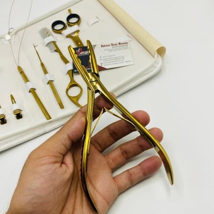 Stainless Steel Gold Plated Hair Extension Tools Kit with Barber Scissor, Multi-Functional Plier, Hair Clips & <b>Razor</b> Custom Logo - Product Image 6