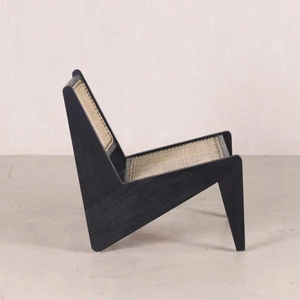 Fauteuil lounge en teck et rotin naturel de style mid-century modern, écologique, taille et finition personnalisées pour salon - Product Image 6