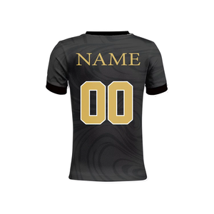 Maillots de football noir/doré à prix de gros, design personnalisé, sublimation couleur, France, Portugal, Ronaldo, uniforme de football - Product Image 3