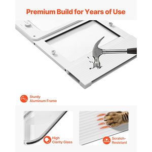 Puerta para Gatos con Marco de Aluminio Ajustable, Vidrio de Alta Transparencia, 4 Modos de Bloqueo Seguro, Compatible con Ventanas de 31 a 36 Pulgadas de Ancho - Product Image 6