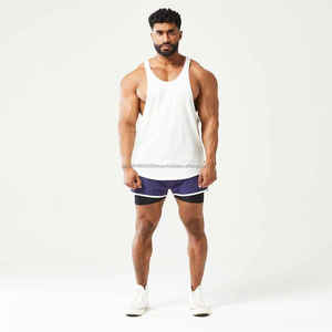 Camiseta sin Mangas de Alta Calidad para Hombre, 100% Algodón y Poliéster, Transpirable, Tejida, para Gimnasio, con Tallas Grandes, Gran Venta - Product Image 4