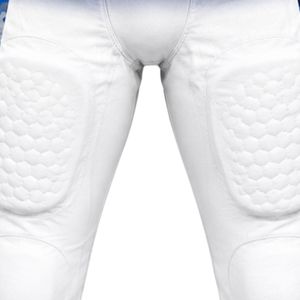 White & Royal Blue American Football <b>Compression</b> Shorts with Integrated Hip and Thigh Pads for Practice, Match & Training - Product Image 5