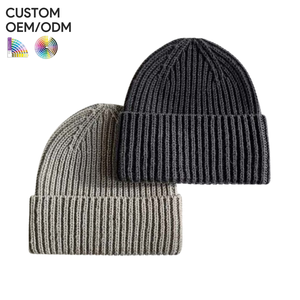 Mens rib knit <b>beanie</b> hat cotton textured style custom logo OEM ODM support for private label brands - Product Image 1
