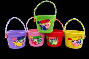 Bolso de mano de yute al por mayor, cesta de cuerda de algodón colorida, ecológico, festivo Holi, para vacaciones, con asa, para niñas - Product Image 2