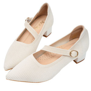 Zapatos de Oficina de Punto Elástico con Tacón Cuadrado de 4 cm y Punta Puntiaguda Estilo Mary Jane para Mujer de Ann'S Wholesale - Product Image 1