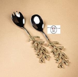 Juego de cubiertos de lujo de acero inoxidable dorado con mango de coral, juego de cubiertos para boda, juego de cubiertos para servir. - Product Image 4