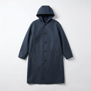 Abrigo largo con capucha en azul marino oscuro |   Chaqueta Impermeable Tipo Trench con Botones |   Impermeable Extra Grande Estilo Urbano |   Fabricante OEM Personalizado - Product Image 1