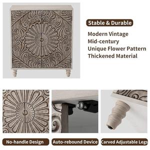 Hand-Carved Mandala Floral Wooden Accent Cabinet - Product Image 5