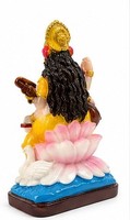 Resin Hindu Goddess Figure Yellow Seated String Instrument Lotus Base Swan Home Decor Traditional Handmade Sculpture for Living