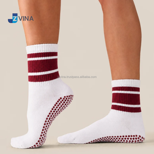 JZVINA Ladies Holiday Style Anti Slip Pilates <b>Socks</b> Knitted Pattern Mid Calf Grip <b>Socks</b> For Yoga Training And Everyday Wear - Product Image 4