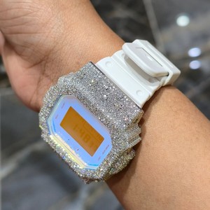 Digital <b>Watch</b> Women Rhinestone Square Case 20mm Silicone Band Fashion Luxe Style Quartz Movement White Dial - Product Image 3