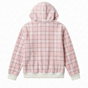 Zip-up Custom Logo Plaid Waffle Knit Heavyweight Oversized Acid Washed Hoodie Drop Shoulder Distresseing Hoodie for Men - Product Image 2