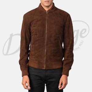 Blouson en daim de chèvre artisanal couleur cacao avec col côtelé minimaliste – Vêtement de luxe pour homme, toucher velouté, vente en gros - Product Image 1
