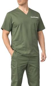 Ensemble de blouses d'hôpital unisexe, haut à col en V avec poches et pantalon assorti, vêtements de travail QuickWay - Product Image 5