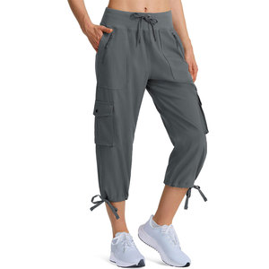 Shorts cargo pour femmes de qualité supérieure, type toile, tissu tricoté, imperméable, poche zippée, look élégant, vêtements de plein air formels - Product Image 1