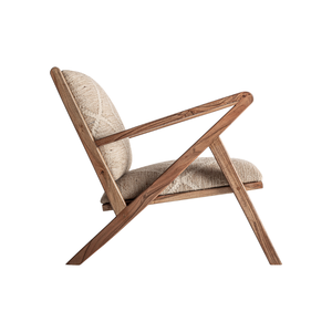 Mid Century Modern Accent Chair Solid Teak Upholstered Lounge Chair Geometric Natural Wood <b>Frame</b> Indoor Hospitality Furniture - Product Image 2